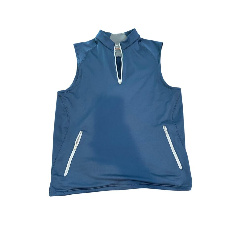 Adidas Men's Blue Climaheat Fleece Sleeveless 1/4 Zip Vest golf Size Large